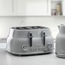 Daewoo Sienna 4 Slice Toaster Grey in kitchen with kettle