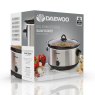 Daewoo 6.5L Stainless Steel Slow Cooker in packaging