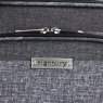 Highbury Unique Grey Stripe Ultra Light Weight Luggage close up of zips and logo