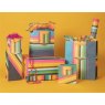Glick Frontier Roll of Gift Wrap on a yellow background with gift bags