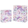 Glick Medium Butterflies Gift Bag on a white background next to a smaller gift bag