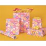 Glick Sweeties Gift Wrap on a yellow background with gift bags