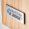 Judge sabatier embossed plaque detail on knife block