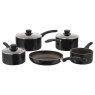 Judge Radiant 5 Piece Black Non-Stick Saucepan Set on a blank background