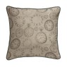 Tru Living Vintage Clocks Charcoal Cushion Cover on a white background front view