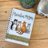 Alex Clark Marvellous Moggies Cat Spiral Journal on a wooden table