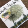 Alex Clark Wooly Thinking Sheep Mini Magnetic Notepad close up of front on a wooden table