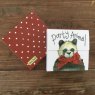 Alex Clark Party Animal Panda Mini Magnetic Notepad front and back on a wooden table