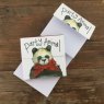 Alex Clark Party Animal Panda Mini Magnetic Notepad front and inside on a wooden table