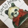 Alex Clark Party Animal Panda Mini Magnetic Notepad close up of front on a wooden table