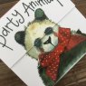 Alex Clark Party Animal Panda Mini Magnetic Notepad close up of front on a wooden table