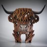 Edge Sculptures Highland Cow Bust front view on a grey background