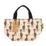Eco Chic Beige Giraffes Insulated Lunch Bag front view with tag on a white background