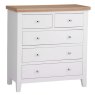 Derwent White 2 Over 3 Chest front angle of the chest of drawers on a white background