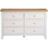 Derwent White 6 Drawer Chest front angle of the chest of drawers on a white background