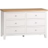 Derwent White 6 Drawer Chest side angle of the chest of drawers on a white background