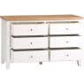 Derwent White 6 Drawer Chest side angle of the chest of drawers with open drawers on a white background