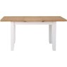 Derwent White 1.2m Table and 6 Wooden Ladder Back Chairs extended length of the table on a white background