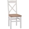 Derwent White Wooden Cross Back Chair front angle of the chair on a white background
