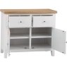 Derwent White Standard Sideboard front angle of the sideboard with the cupboard doors open on a white background