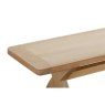 Silverdale Cross Leg Bench close up of the seat on a white background