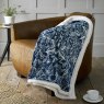 Deyongs Secret Garden Sherpa Reverse Fleece Throw Navy on Chair Lifestyle