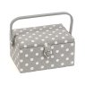 Grey Spot Medium Sewing Box With Handle image of the sewing box on a white background