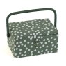 Khaki Green Spot Sewing Box image of the sewing box on a white background