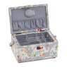Rectangle Applique Elephants Sewing Box image of the sewing box open on a white background
