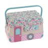 Applique Caravan Sewing Box image of the sewing box on a white background