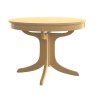 Warwick Oak Round Sunburst Dining Table different angles of the table on a white background