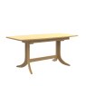 Warwick Oak Small Rectangle Pedestal Dining Table side angle of the table on a white background