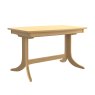 Warwick Oak Large Rectangle Pedestal Dining Table side angle of the table on a white background