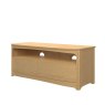 Warwick Oak Low Widescreen TV Unit side angle of the tv unit on a white background
