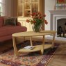 Warwick Oak Sunburst Oval Coffee Table lifestyle image of the coffee table