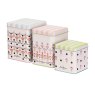 Cath Kidston Painted Table Set of 3 Stacking Storage Tins angled image of the tins on a white background