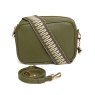 Alice Wheeler Olive Soho Double Zipped Cross Body Bag with alt strap