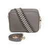 Alice Wheeler Slate Soho Double Zipped Cross Body Bag with alt strap