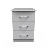 Evelyn 3 Drawer Bedside Cabinet Grey Matt front on image of the drawers on a white background