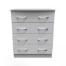 Evelyn 4 Drawer Wide Chest Grey Matt front on image of the drawers on a white background