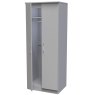 Evelyn Double Wardrobe Grey Matt with open door on a white background