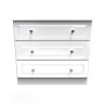 Edinbrugh 3 Drawer Chest White Gloss front on image of the chest on a white background