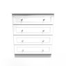 Edinbrugh 4 Drawer Chest White Gloss front on image of the chest on a white background
