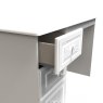 Edinbrugh Desk White Gloss close up of open drawer on a white background