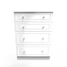 Edinbrugh 4 Drawer Deep Chest White Gloss front on image of the chest on a white background
