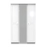 Edinbrugh Triple Mirrored Wardrobe White Gloss front on image of the wardrobe on a white background