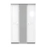 Edinbrugh Triple Mirrored Wardrobe White Gloss front on image of the wardrobe on a white background
