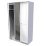 Edinbrugh Triple Mirrored Wardrobe White Gloss angled image of the wardrobe with open door on a white background