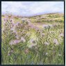 Lilac Thistle Field Framed Canvas image of the canvas