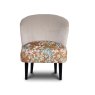 Evie Ochre Botanical Fabric Accent Chair front on image of the chair on a white background